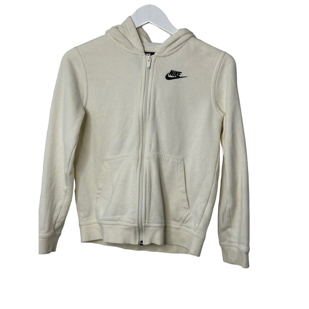 Nike White & Yellow Hooded Sweat Jacket Girl's Size Medium